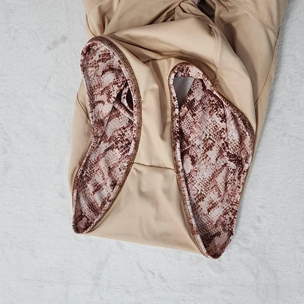 Victoria's Secret Swimsuit Women S Brown Sexy Snake Print Plunge Twist One Piece - Picture 4 of 10